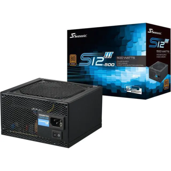 Fuente de Poder SEASONIC 500W S12III-500 80plus Bronce  P/N SSR-500GB3