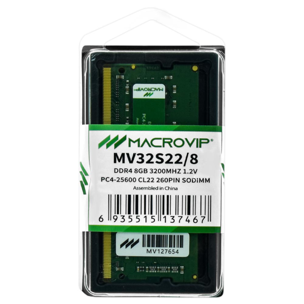 MEMORIA SODIMM MACROVIP DDR4 8GB 3200MHZ - MV32S22/8