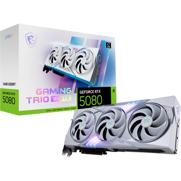 TARJETA DE VIDEO MSI GEFORCE RTX 5080 16G GAMING TRIO OC WHITE 256BIT GDDR7 P/N G5080-16GTCW