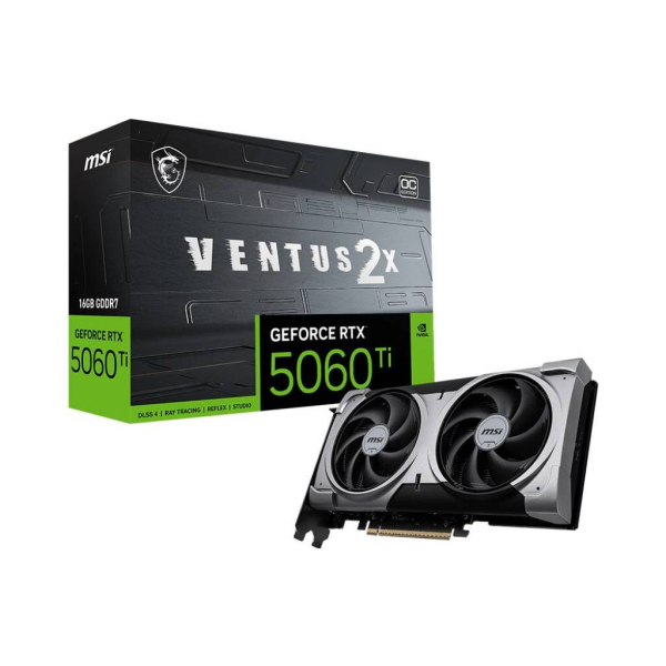 TARJETA DE VIDEO GEFORCE MSI RTX 5060TI VENTUS 2X 16GB OC BLACK PLUS P/N G506T-16V2CBP