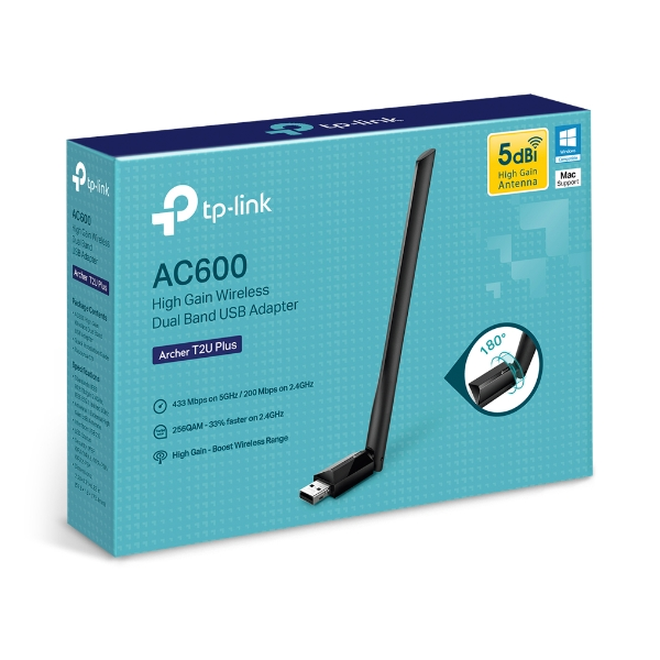 Adaptador inalambrico USB TP-Link Archer T2U Plus - USB 2.0 - Wi-Fi 5