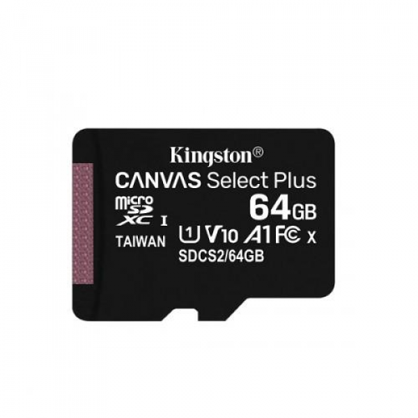 MEMORIA KINGSTON MICROSD 64GB CANVAS SELECT PLUS UHS-I P/N SDCS264GB