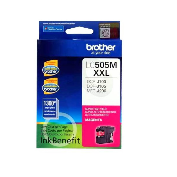 CARTRIDGE BROTHER SUPER HIGH YIELD  MAGENTA ORIGINAL CARTUCHO DE TINTA PARA BROTHER DCP-J100, DCP-J105, DCP-J200 P/N LC505M