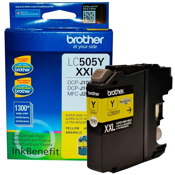 TINTA CARTRIDGE BROTHER SúPER ALTO RENDIMIENTO AMARILLO ORIGINAL  PARA BROTHER DCP-J100, DCP-J105, DCP-J200 P/N LC505Y