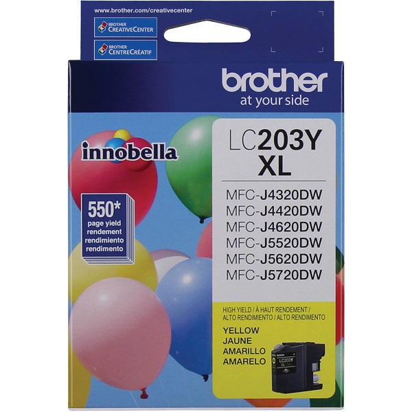 TINTA CARTRIDGE BROTHER ALTO RENDIMIENTO  AMARILLO ORIGINAL  PARA BROTHER MFC-J460, J4620, J485, J5620, J5720, J880, J885; BUSINESS SMART MFC-J4420, J4620 P/N LC203Y