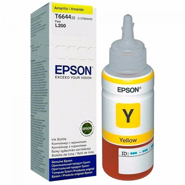 TINTA CARTRIDGE EPSON T664 AMARILLO ORIGINAL RECARGA DE TINTA PARA EPSON L380, L386, L395, L495; ECOTANK ET-2600, 2650, L1455, L396, L606, L656 P/N T664420-AL