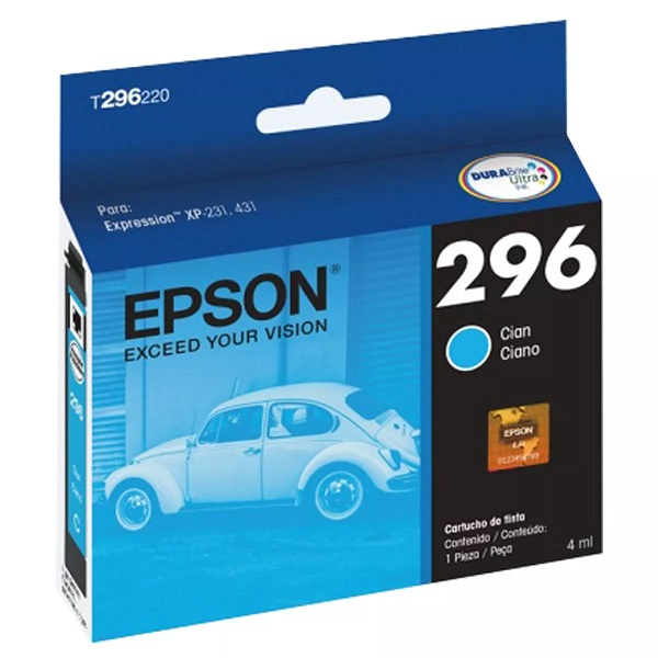 TINTA CARTRIDGE EPSON 296  CIáN ORIGINAL PARA EXPRESSION XP-231, XP-241, XP-431 P/N T296220-AL