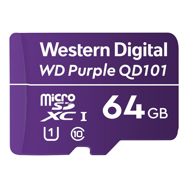 MEMORIA MICRO SD  WESTERN DIGITAL PURPLE  ULTRA ENDURANCE  64GB SC QD101 / CLASS10 P/N WDD064G1P0C