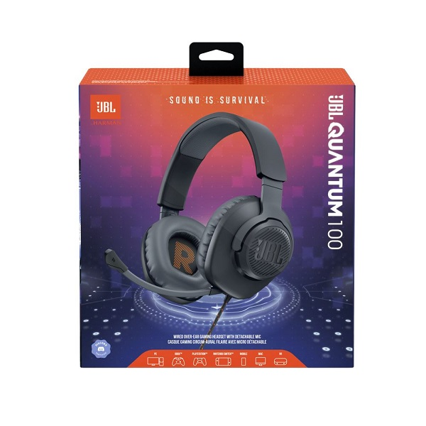 AUDIFONOS JBL QUANTUM - HEADPHONES WIRED - GAMING DETACH MIC P/N JBLQUANTUM100BLKAM