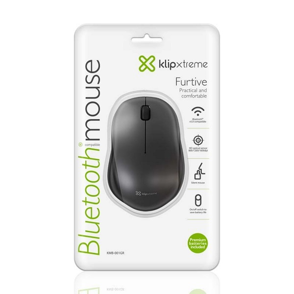 MOUSE KLIP XTREME BLACK/GRAY - 3-BUTTONS UP 1600DPI BLUETOOTH P/N KMB-001GR