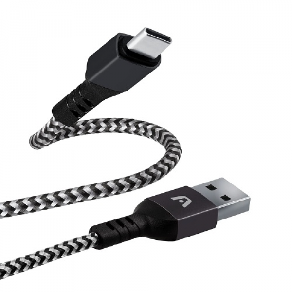 CABLE TRENZADO USB XTECH - 4PIN USB TYPE A - 24 PIN USB-C - 1.8 M - BLACK & WHITE XTC-511 P/N XTC-511