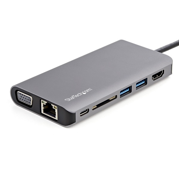 ADAPTADOR MULTIPUERTO USB-C CON VIDEO HDMI-VGA-SD-GIGALAN - HUB USB 3.0 -100W PD PASS TROUGH P/N DKT30CHVAUSP