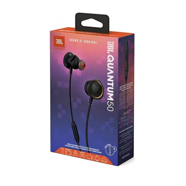 AUDIFONO JBL QUANTUM 50  INTRAURAL CABLE GAMING NEGRO P/N JBLQUANTUM50BLKAM