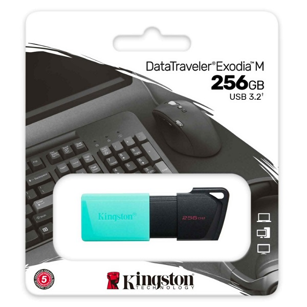 PENDRIVE KINGSTON 256GB DATA TRAVELER EXODIA M BLACK TEAL USB 3.2 Gen 1 P/N DTXM/256GB