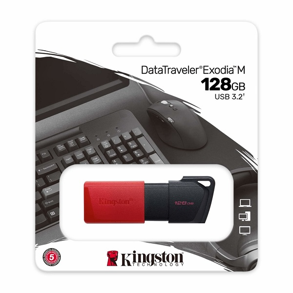 PENDRIVE KINGSTON 128GB DATATRAVELER EXODIA M USB 3.2 NEGRO / ROJO P/N DTXM/128GB