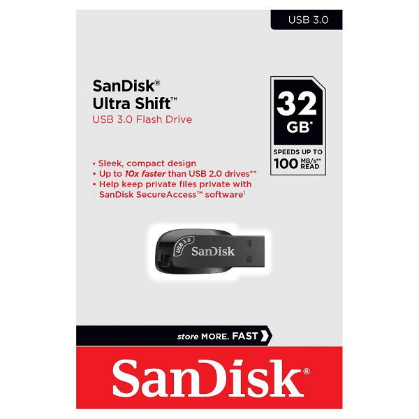 PENDRIVE SANDISK 32GB ULTRA SHIFT USB 3.0 PN SDCZ410-032G-G46