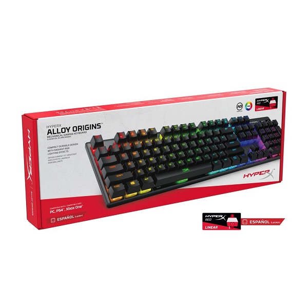 TECLADO GAMER HYPERX MECANICO ALLOY ORIGINS RGB RED SWITCH P/N 4P4F6AI#AC8