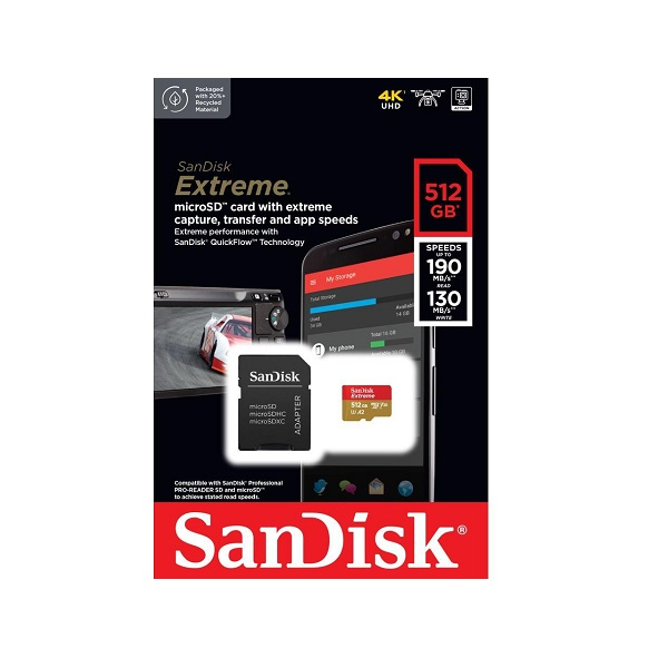 MEMORIA MICROSD 512GB SANDISK UHSI Card C10 A2 U3 V30 P/N  SDSQXAV-512G-GN6MA | Pc Express Ltda