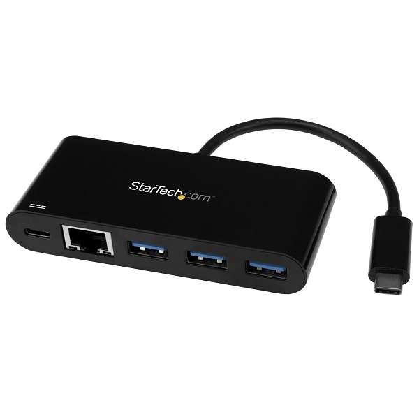 ADAPTADOR MULTIPUERTOS STARTECH  USB-C DE RED ETHERNET CON HUB DE 3 PUERTOS USB 3.0 - NEGRO P/N US1GC303APD