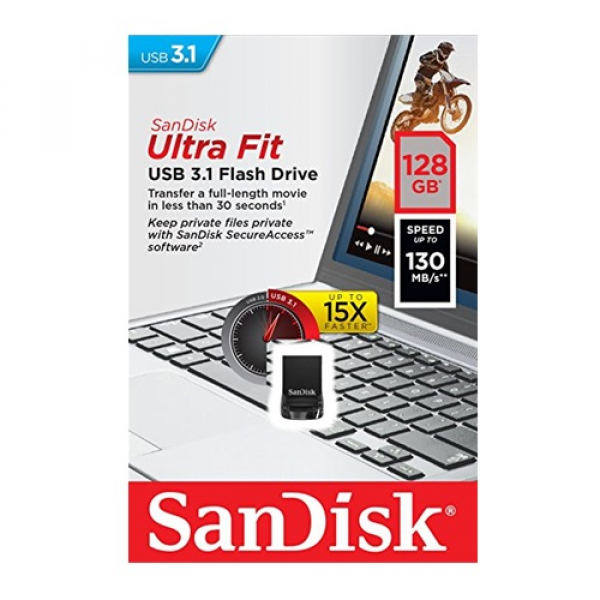 PENDRIVE SANDISK ULTRA FIT - 128 GB - USB 3.1 P/N SDCZ430-128G-G46