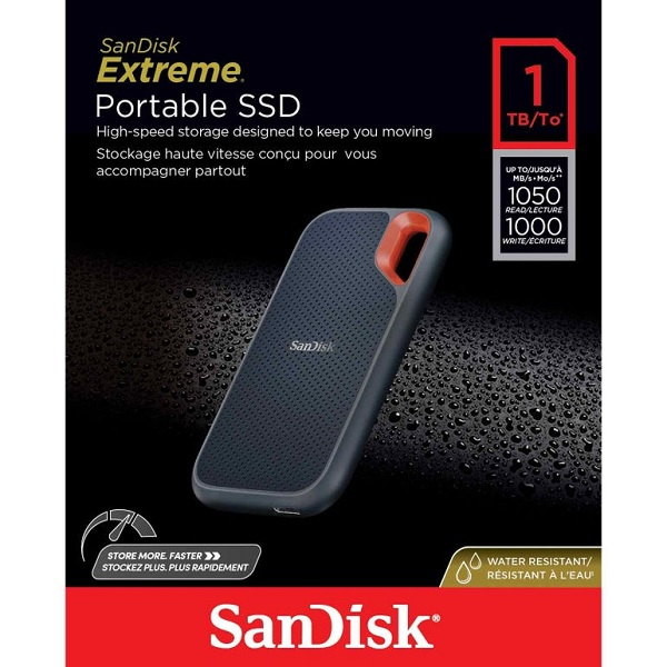 DISCO EXTERNO PORTATIL SSD SANDISK EXTREME PORTABLE - 1 TB - CIFRADO - USB 3.2 GEN 2 - AES DE 256 BITS P/N SDSSDE61-1T00-G25