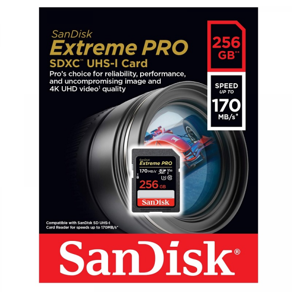 MEMORIA MICRO SD SANDISK EXTREME PRO - 256GB - VIDEO CLASS V30 / UHS-I U3 / CLASS10 - SDXC UHS-I P/N SDSDXXD-256G-GN4IN