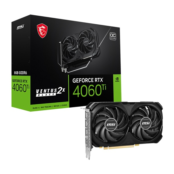 TARJETA DE VIDEO GEFORCE MSI RTX 4060 TI VENTUS 2X BLACK 8G OC PCIeX P/N RTX 4060 TI VENTUS 2X BLACK 8G OC