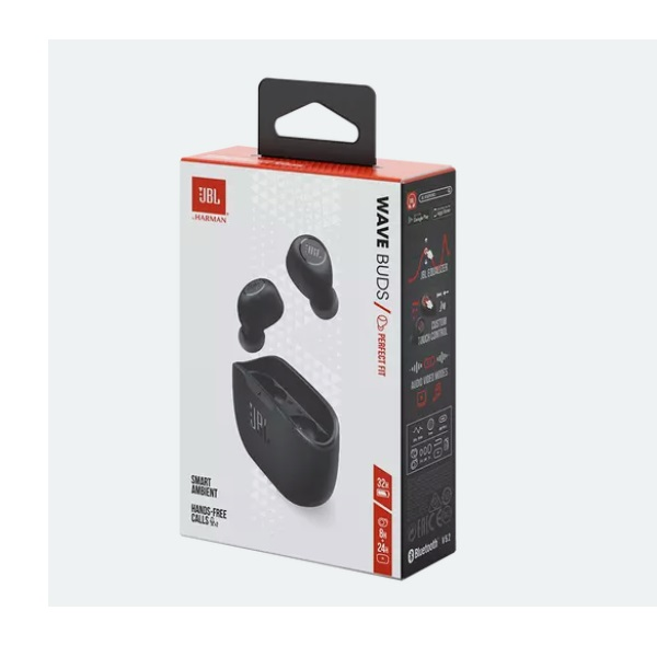 AUDIFONO JBL WAVE BUDS PERFECT FIT BLUETOOTH 5.2 NEGRO P/N JBLWBUDSBLK