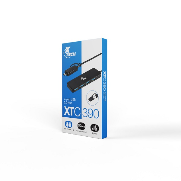 HUB XTECH 4 PUERTOS USB -A Y USB-C P/N XTC-390
