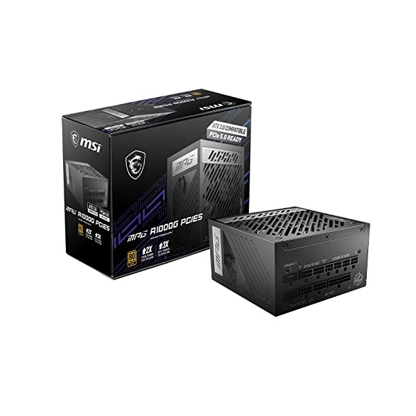 FUENTE DE PODER MSI 1000W 80PLUS GOLD FULL MODULAR ATX 3.0 PCIE 5.0 P/N MPGA1000GPCIE5