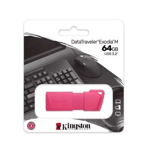 PENDRIVE KINGSTON 64GB DATATRAVELER EXODIA M PINK USB 3.2 P/N KC-U2L64-7LN