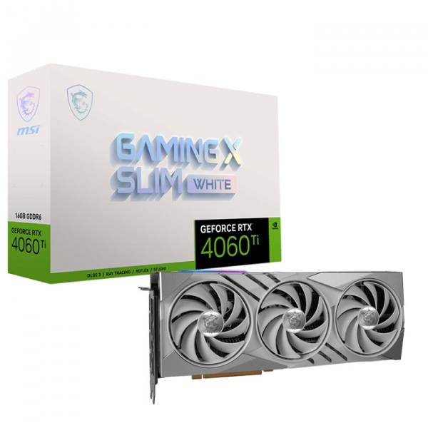 TARJETA DE VIDEO GEFORCE MSI RTX 4060 TI GAMING X SLIM 16GB WHITE PCIeX P/N GEFORCERTX4060TIGAMINGXSLIM 16GWHITE