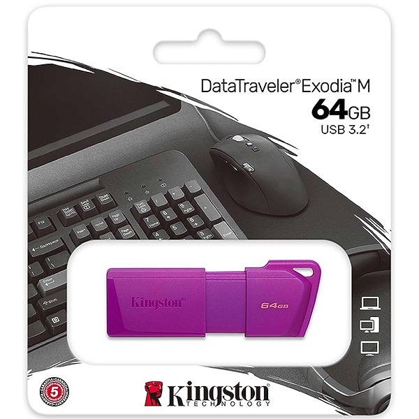 PENDRIVE KINGSTON 64GB DATATRAVELER EXODIA M NEON Purple USB3.2 Gen1 P/N KC-U2L64-7LP