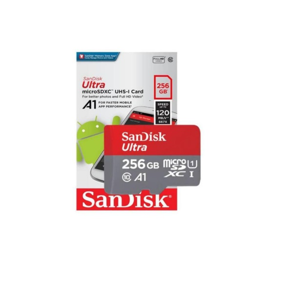 MEMORIA MICROSD 256 GB SANDISK ULTRA w/adapter USH-1 C10 Android 10 P/N SDSQUNR-256G-GN6TA