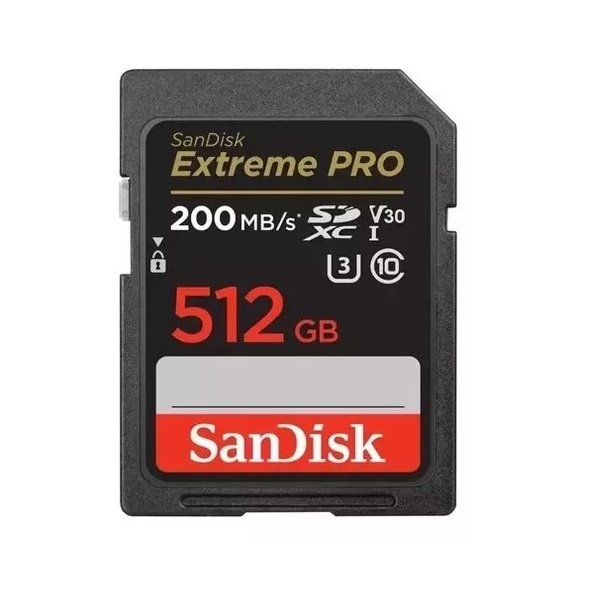 MEMORIA SD SANDISK Extreme PRO SDXC UHS-I Card 512GB 200 Mb/s C10U3V3 P/N SDSDXXD-512G-GN4IN