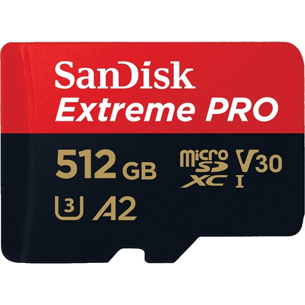 MEMORIA MICRO SD SANDISK EXTREME PRO 512 V30 CON ADAPTADOR SD P/N SDSQXCD-512G-GN6MA