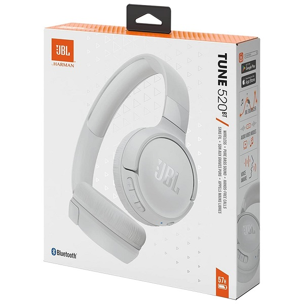 AUDIFONO JBL  Tune 520 BT Headphone Bluetooth On Ear White P/N JBLT520BTWHTAM