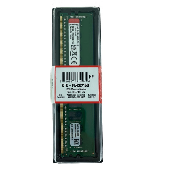 MEMORIA DDR4 KINGSTON 16GB 3200MHz / PC4-25600 CL22 1.2 V ECC P/N KTD-PE432/16G