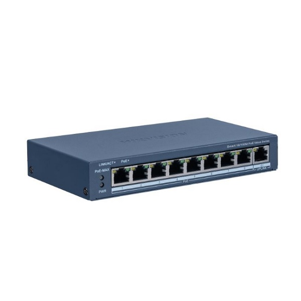 SWITCH HIKVISION 8 Puertos POE+ No Adm.1x1000Mbps Uplink 300mt 60W P/N DS-3E1309P-EI/M