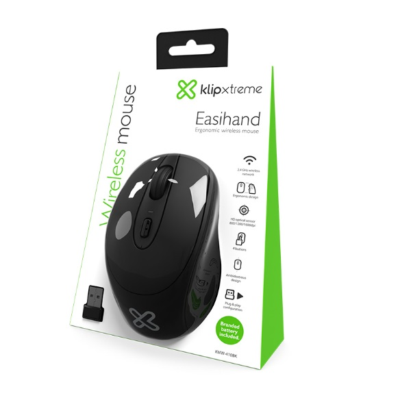 MOUSE KLIP XTREME INALAMBRICO Easihand Black Nano 2.4GHz P/N KMW-410BK