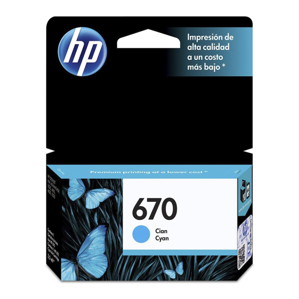 Tinta original HP 670 Cyan - CZ114AL