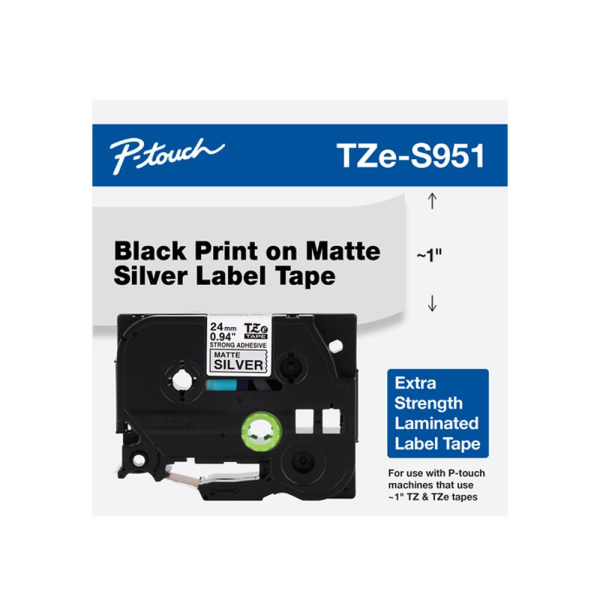 TZES951 24mm Black on Matte Silver Extra