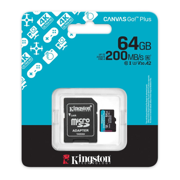 64GB microSDXC Canvas Go Plus Gen4 200MB/s A2 U3 V